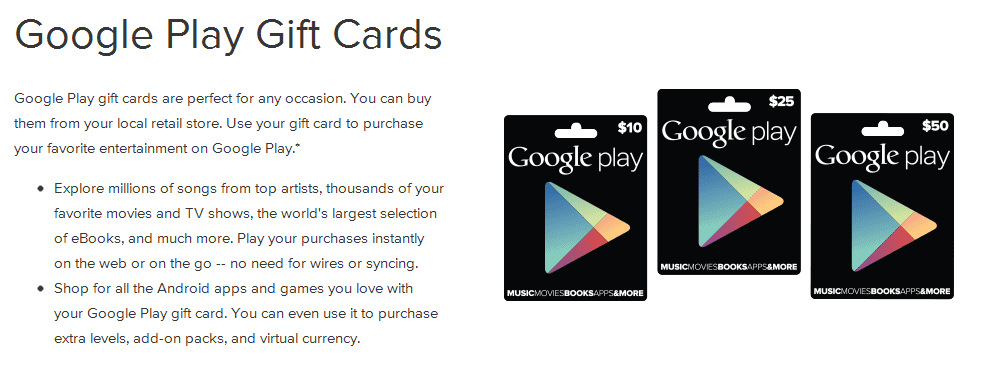 ¡Las tarjetas de regalo de Google Play ya son oficiales!