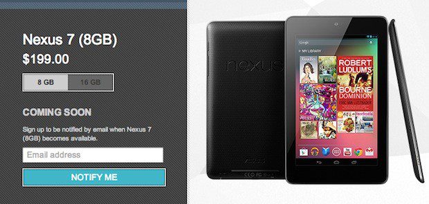 Nexus 7 de 8gb no está disponible en el Play Store