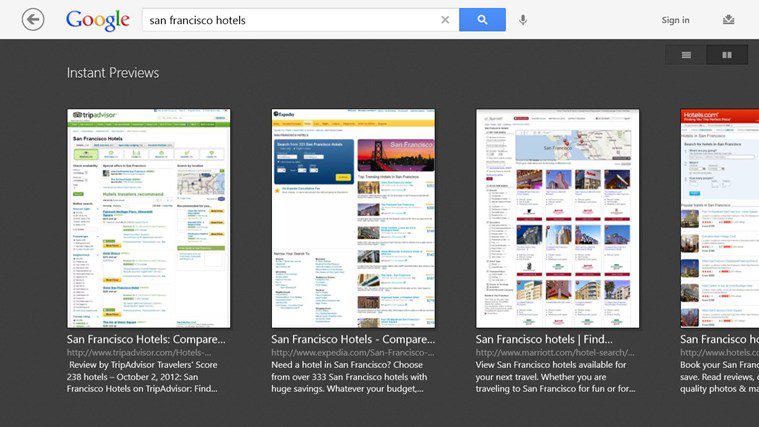 Google Search disponible en Windows 8 Store