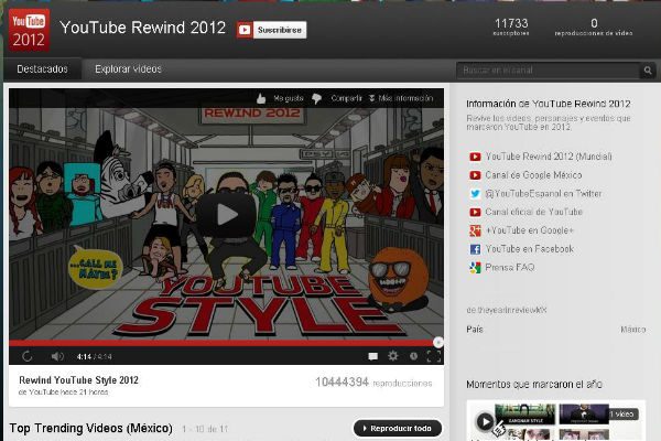 You Tube muestra los 10 videos más vistos durante el 2012 en México
