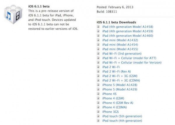 iOS 6.1.1 beta