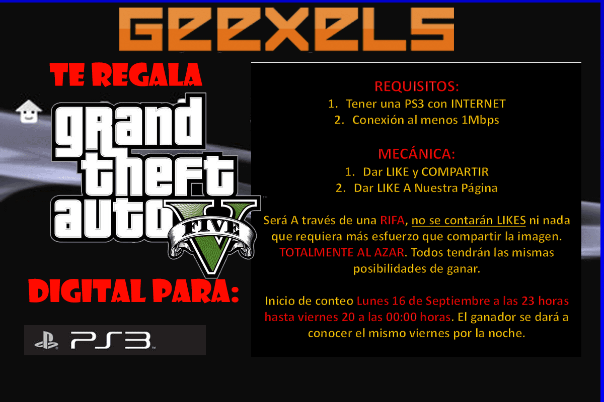 Geexels Te Regala Grand Theft Auto V Para PS3